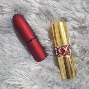 YSL Rouge Volupte Oil-in-lipstick and MAC Rihanna